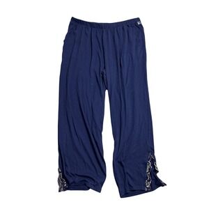Sleep by Cacique Navy Blue Pajama‎ Pants with Lace Trim Cuffs Plus Size 14/16
